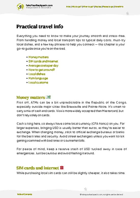 example page 7 from our offline Travel Guide for Republic of the Congo